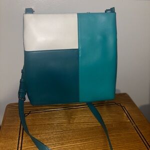 Colorblock Teal & White Crossbody Bag